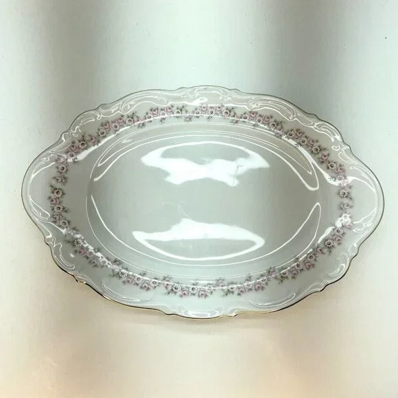 Vintage MITTERTEICH LADY BEATRICE 12.5" Oval Serving Platter Gilded Rims Germany - Picture 13 of 16